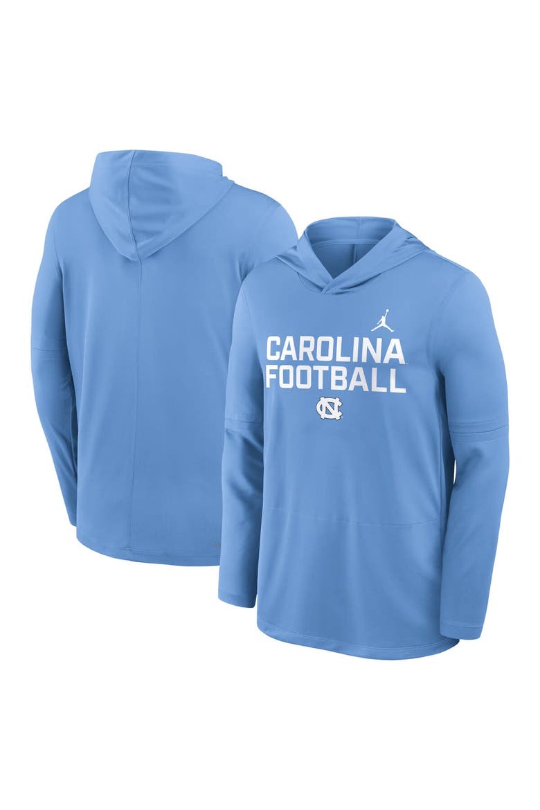 Men's Jordan Brand Carolina Blue North Carolina Tar Heels 2025 Sideline Performance Long Sleeve Hoodie T-Shirt, Alternate, color, Light Blue