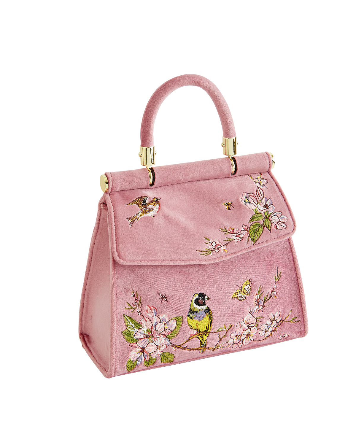 Fable England Song Bird Embroidered Mini Pink Tote, Alternate, color, Pink