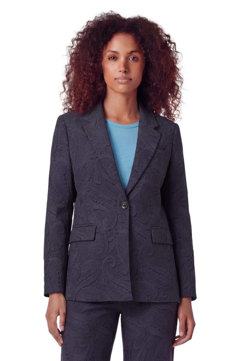 Crochet Paisley Womens Tailored Blazer, Main, color, CROCHET PAISLEY CAVIAR
