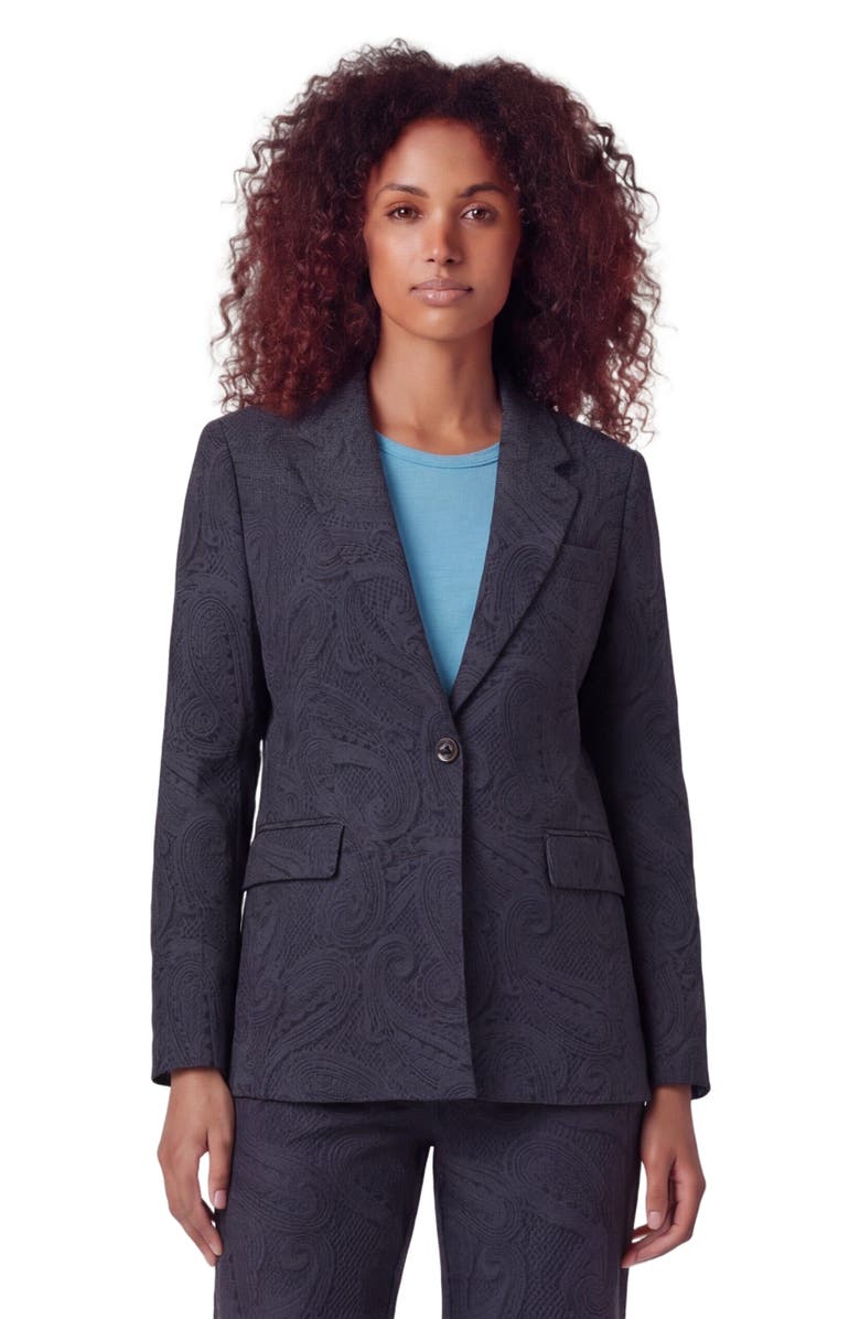Lords of Harlech Crochet Paisley Womens Tailored Blazer, Main, color, Crochet Paisley Caviar