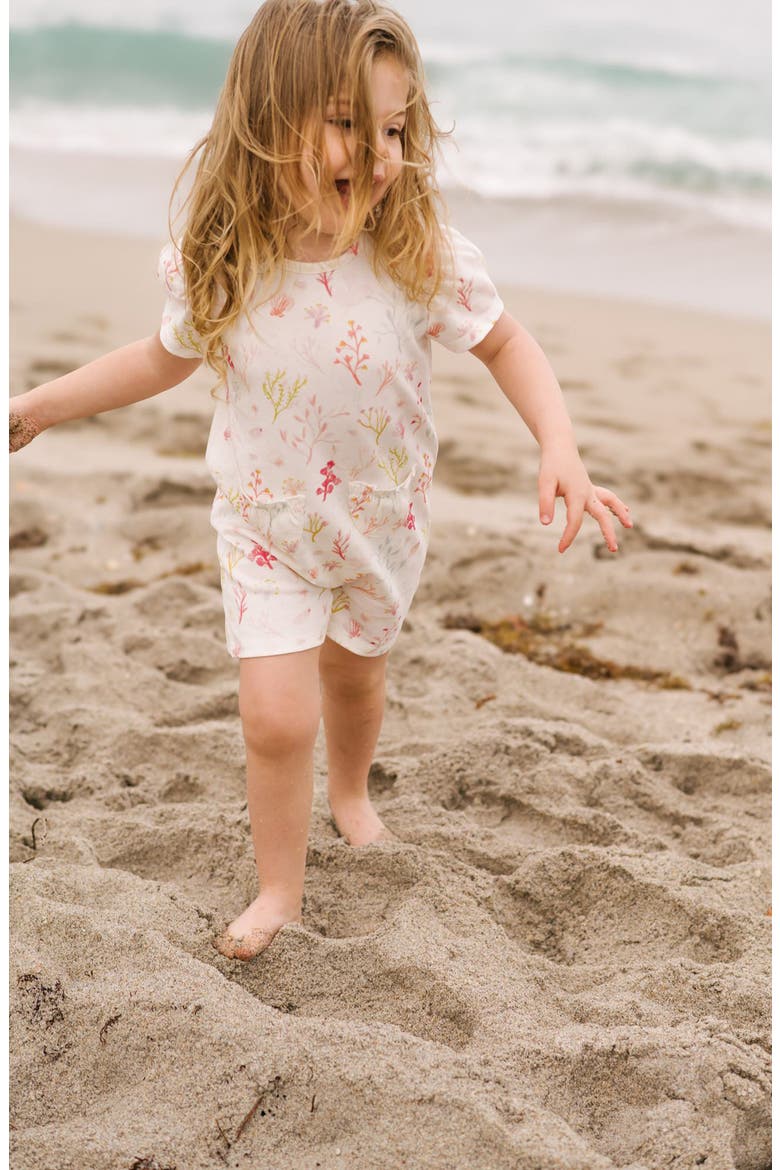 Kids' Melody Print Puff Sleeve Organic Cotton Romper, Alternate, color, SEA BLOOM
