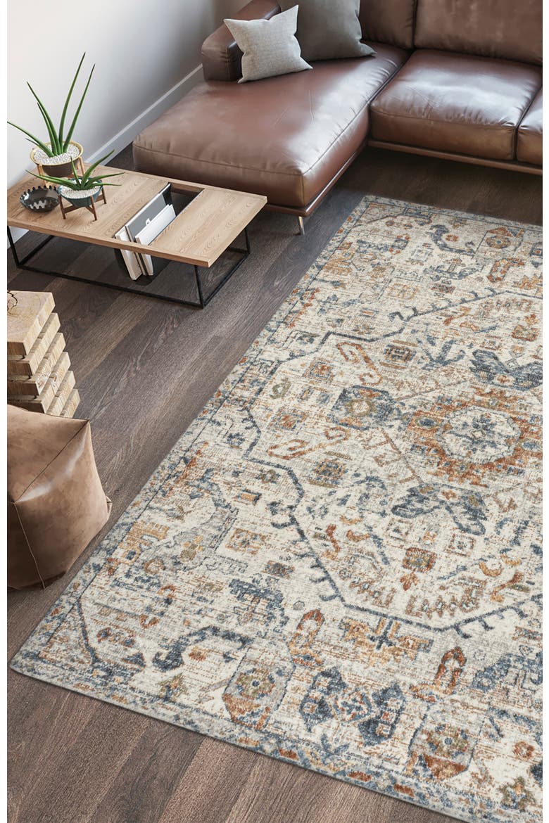 Shaemus Bohemian Medallion Low-Pile Machine-Washable Area Rug, Alternate, color, Cream/Terra