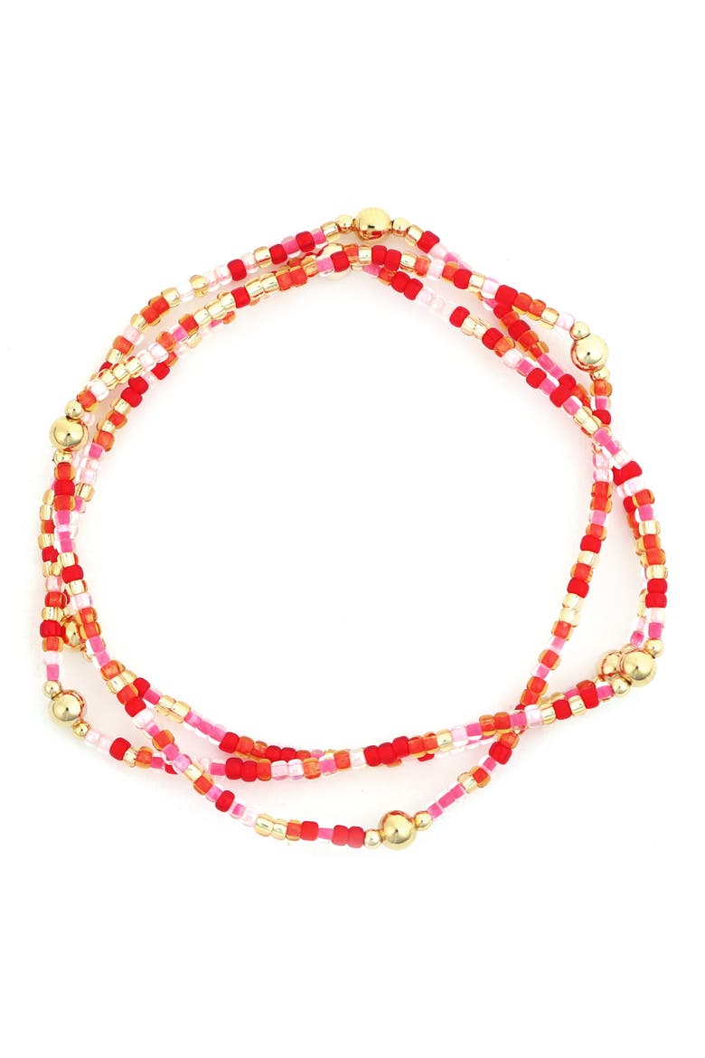 Beaded Stretch Bracelet, Main, color, RED