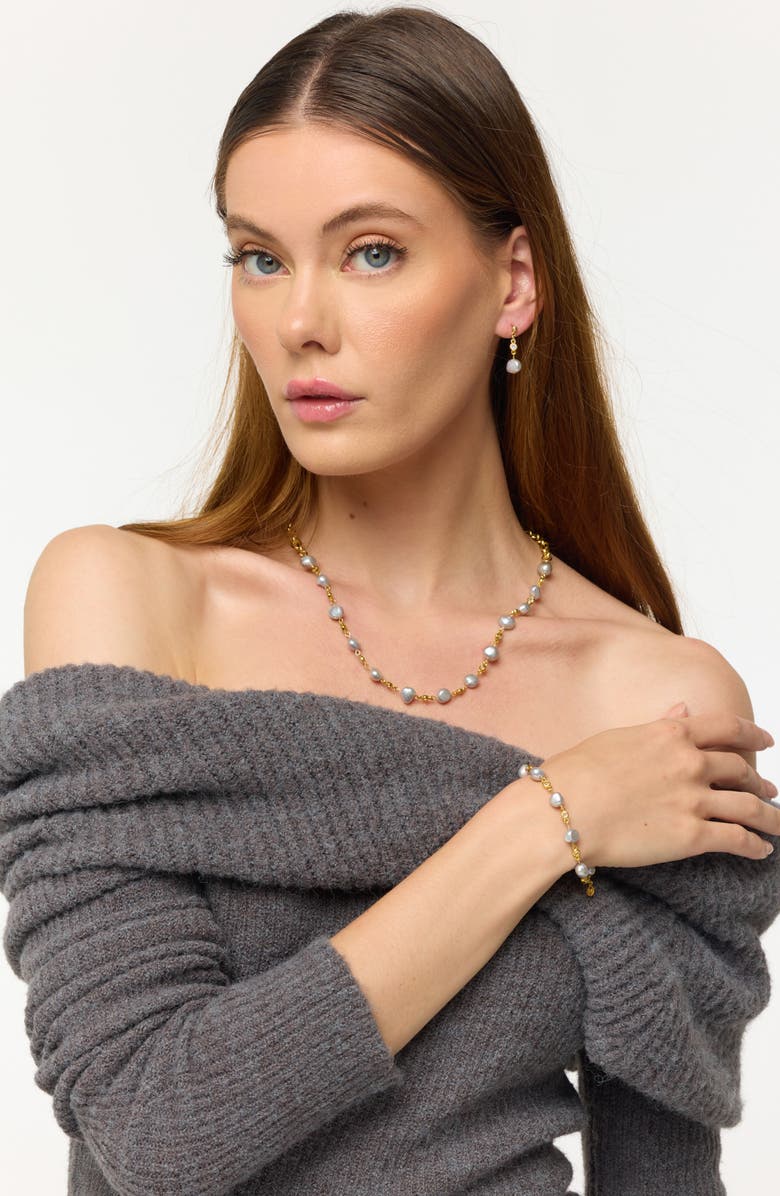 LA MENO Ocean of Baroque Pearls Necklace, Alternate, color, Gold / Purple