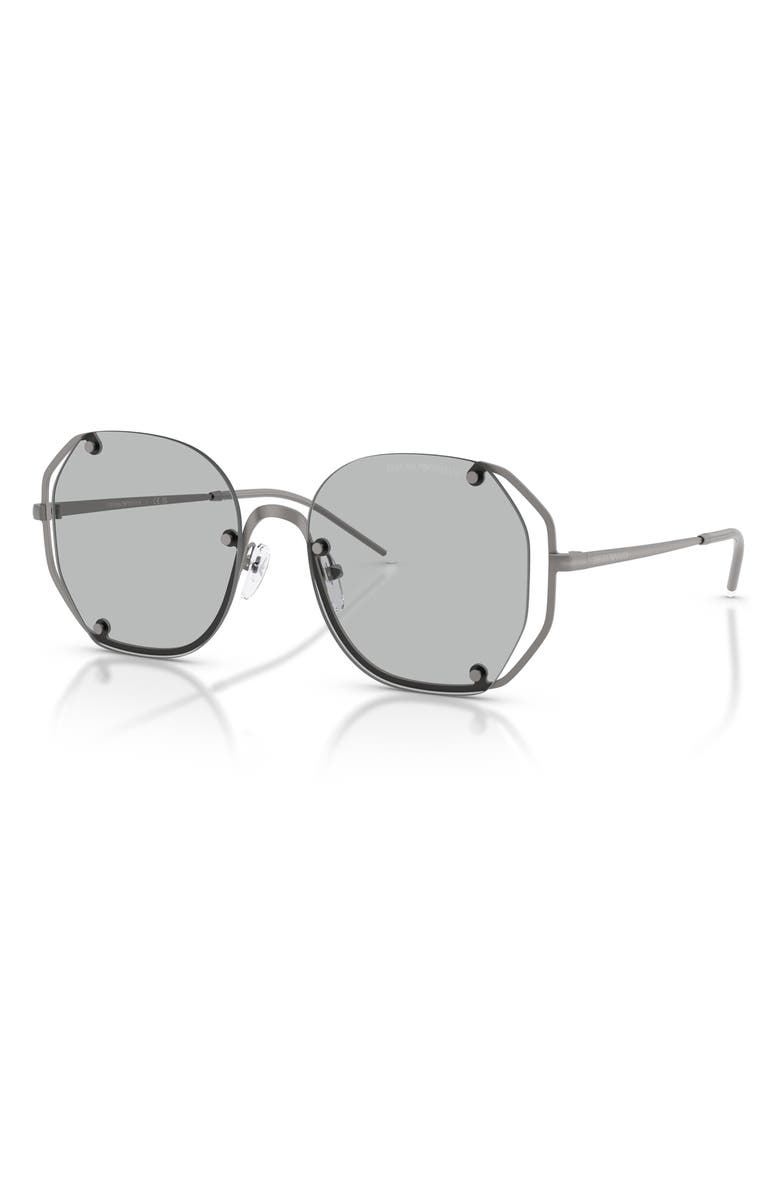 Emporio Armani 54mm Irregular Sunglasses, Alternate, color, Matte Gunmetal/ Light Grey