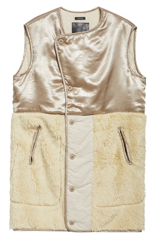 R13 Elongated Mixed Media Liner Vest In Beige/cream