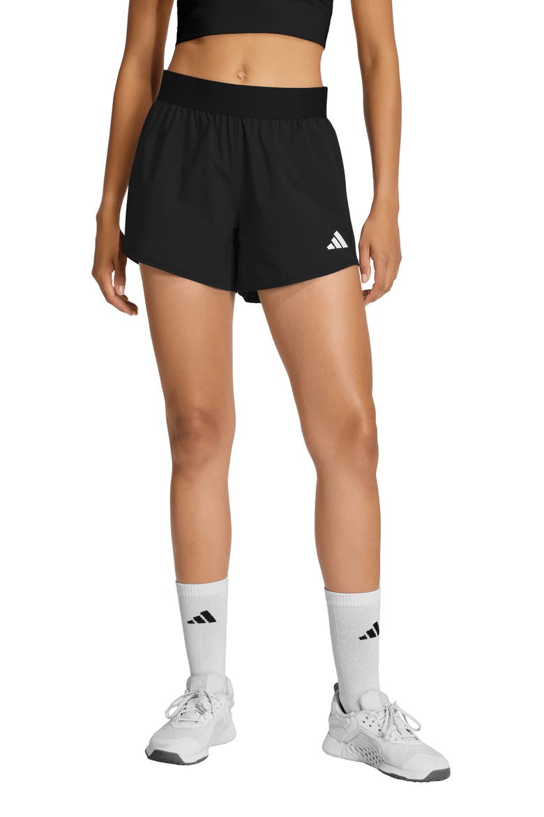 Pacer Workout Flex Woven Shorts, Main, color, BLACK