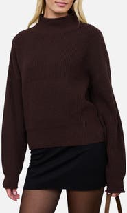 Blu Pepper Ribbed Mock Neck Cropped Sweater