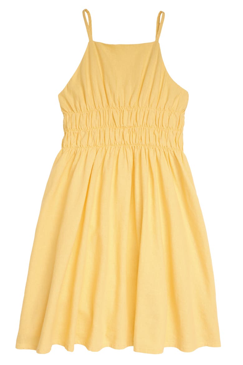 Kids' Smocked Linen Blend Sundress, Main, color, YELLOW SUNDRESS