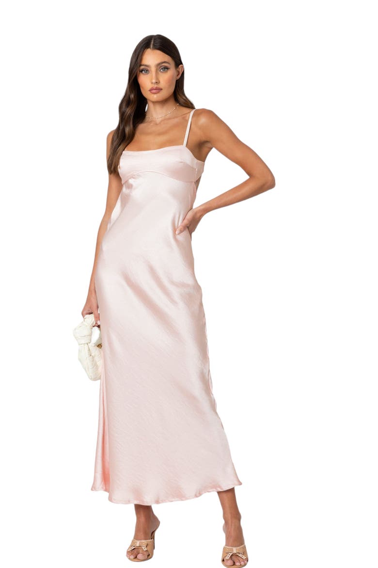 Vienna Open Back Satin Dress, Alternate, color, LIGHT-PINK