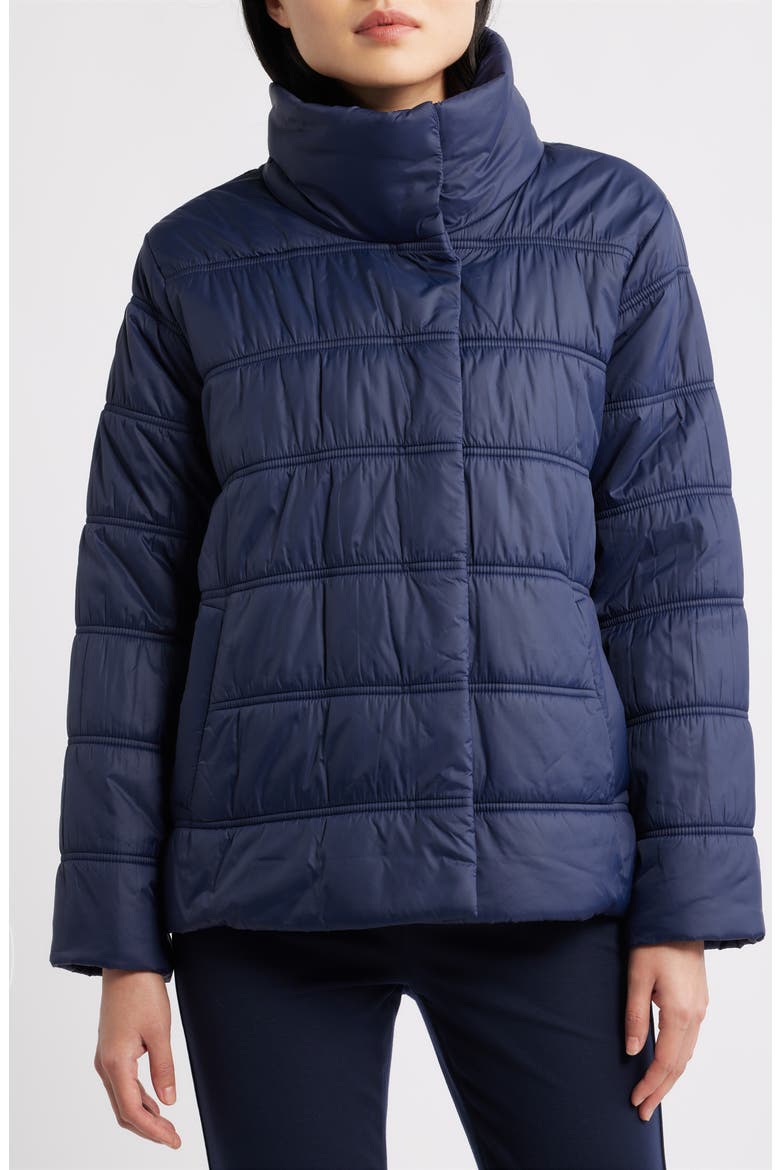 High Collar Puffer Coat, Alternate, color, INK