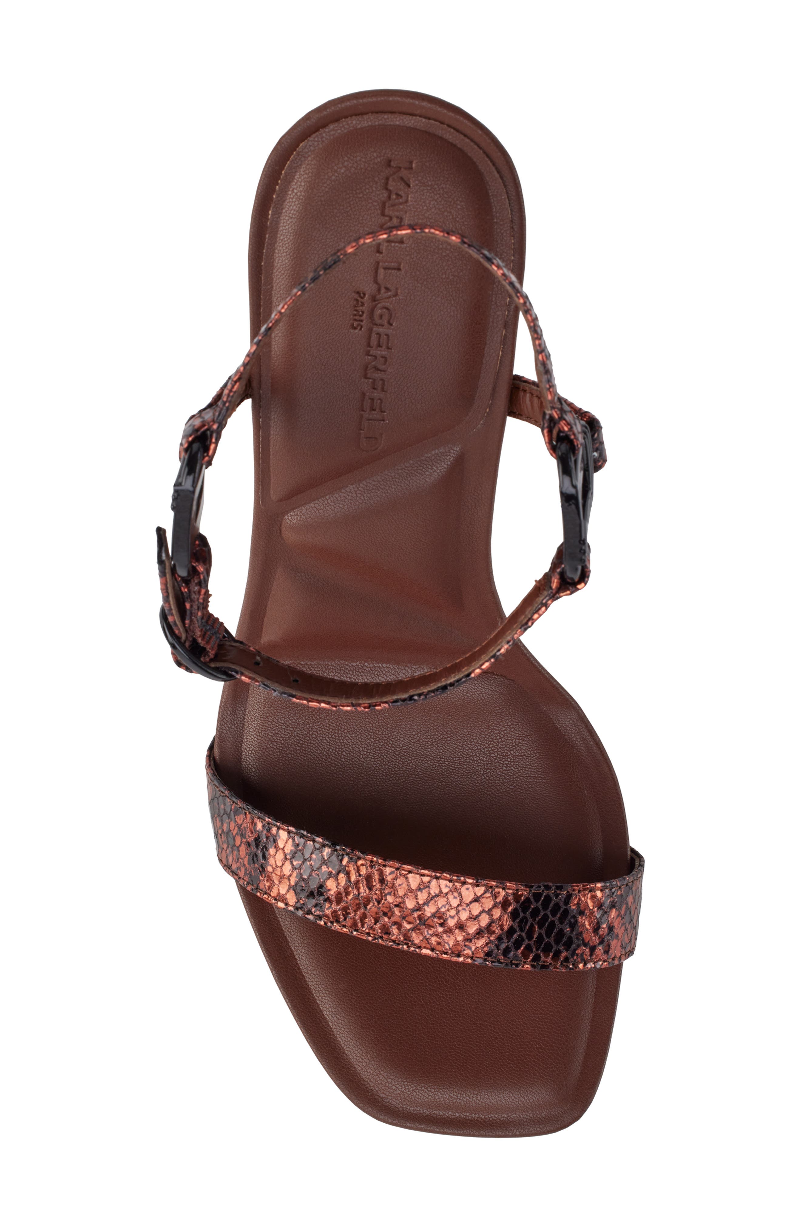 KARL LAGERFELD PARIS Cybil Snakeskin Embossed Ankle Strap Sandal, Alternate, color, 