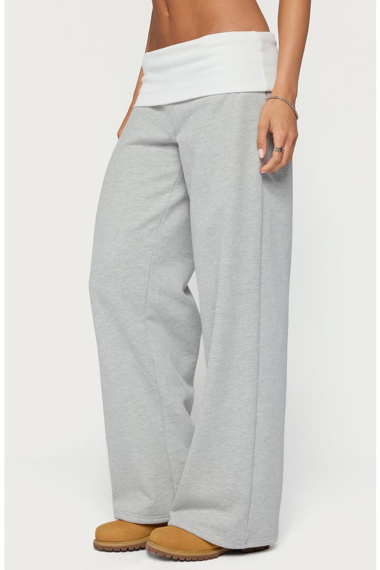 Idha Contrast Foldover Baggy Pants, Alternate, color, GRAY-MELANGE