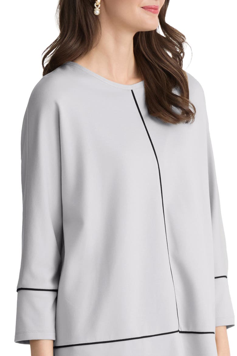 Piped Dolman Sleeve Tunic, Alternate, color, WHITE SAND / JONES BLACK