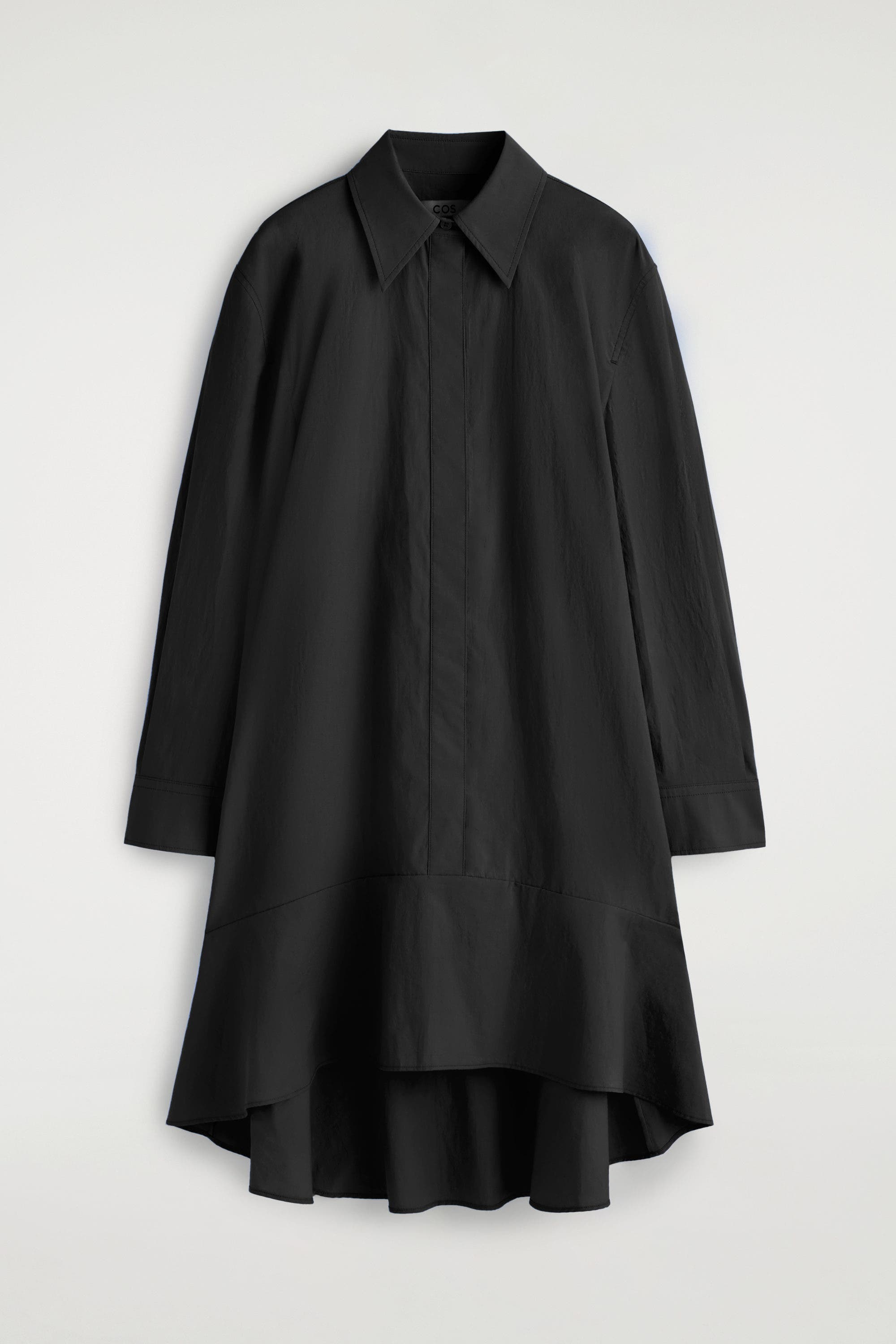 cos shirt dress black CORDUROY MINI SHIRT DRESS - BLACK