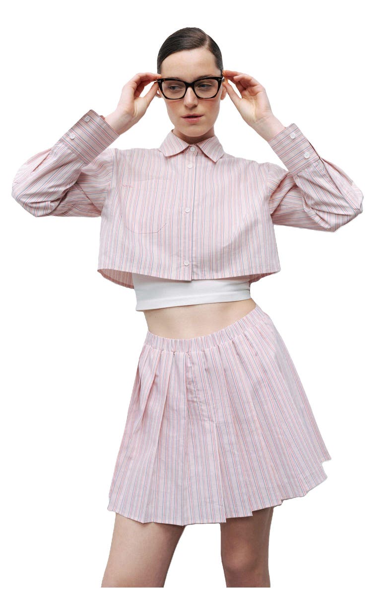 Nocturne Striped Pleated Mini Skirt, Alternate, color, 