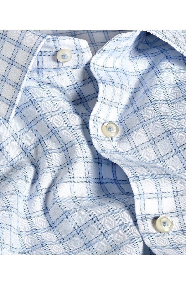David Donahue Fit Dobby Check Cotton Dress Shirt, Alternate, color, White/Sky