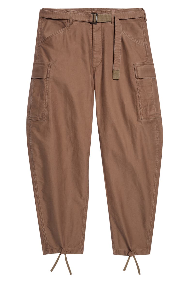 Sueded Cotton Barrel Leg Cargo Pants, Main, color, BROWN