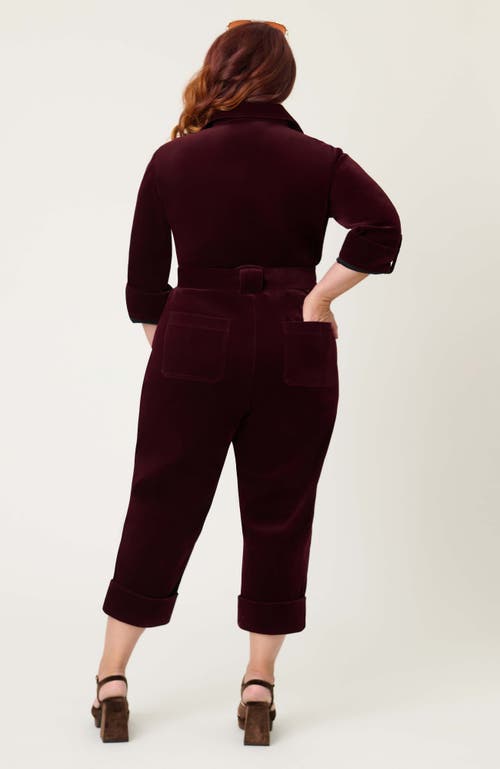 Unique Vintage Plus Size Trixie Jumpsuit In Burgundy
