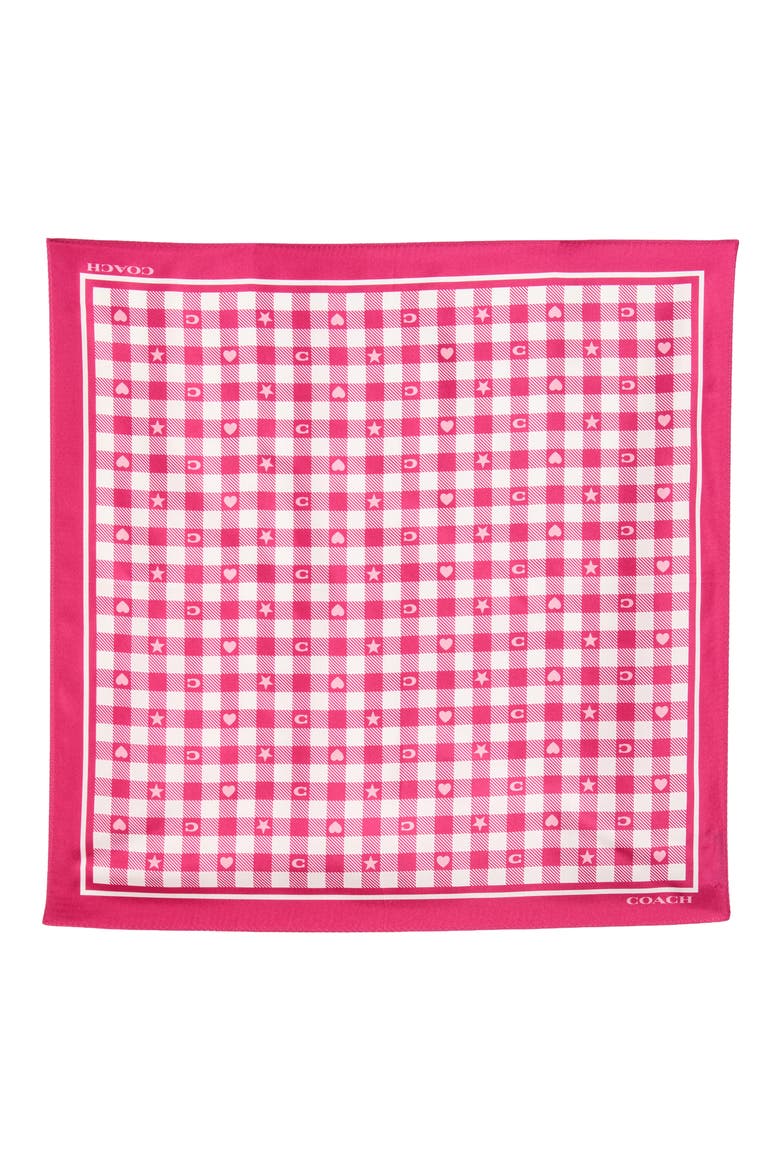 Gingham Play Silk Scarf, Alternate, color, DARK FUCHSIA