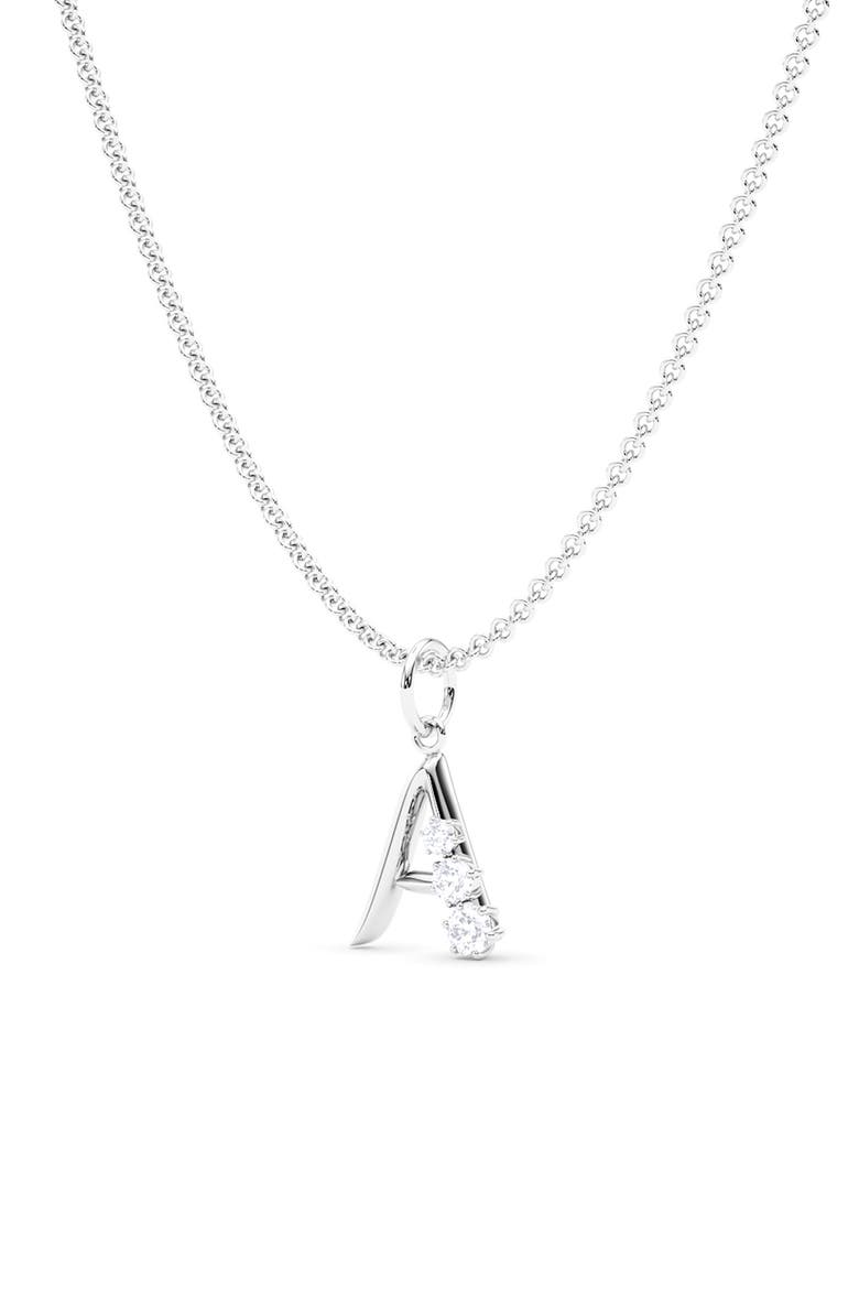 Graduated Lab Created Diamond Initial Letter Pendant Necklace, Alternate, color, A - 18K WHITE GOLD