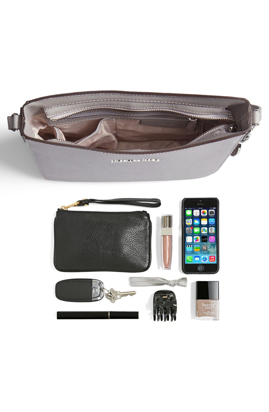 'Large Jet Set' Crossbody Bag, Alternate, color, PEARL GREY