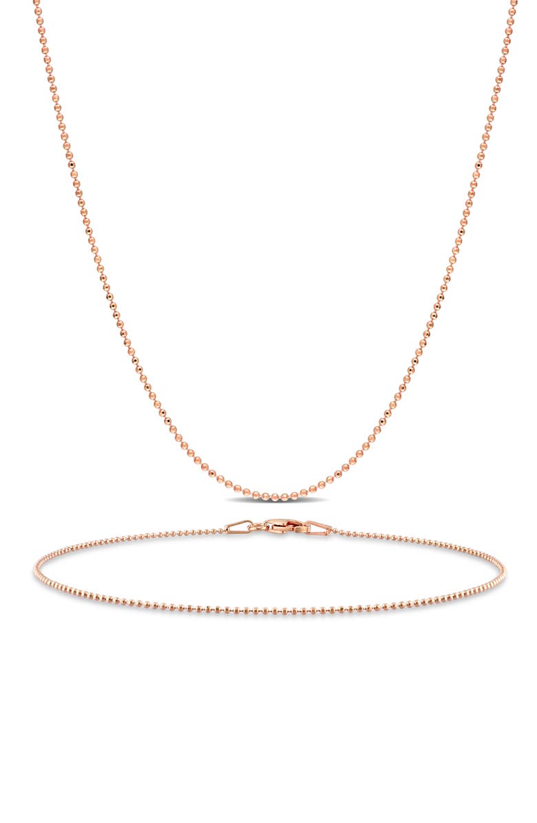 DELMAR 1mm Ball Chain Necklace & Anklet Set, Main, color, 