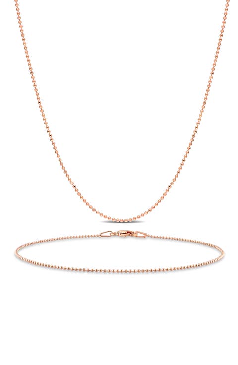 1mm Ball Chain Necklace & Anklet Set