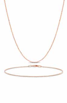 1mm Ball Chain Necklace & Anklet Set