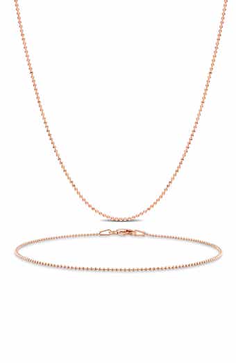 1mm Ball Chain Necklace & Anklet Set