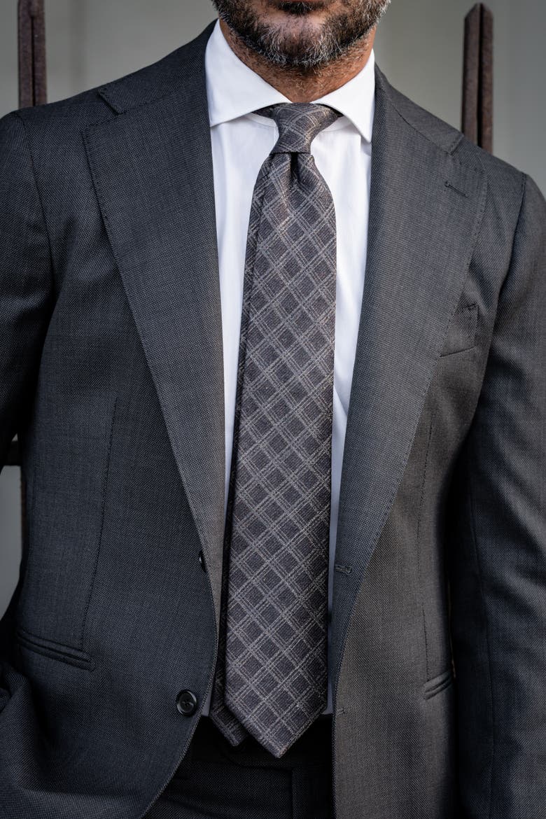 Empoli - Extra Long Silk Jacquard Tie for Men, Alternate, color, Slate Grey