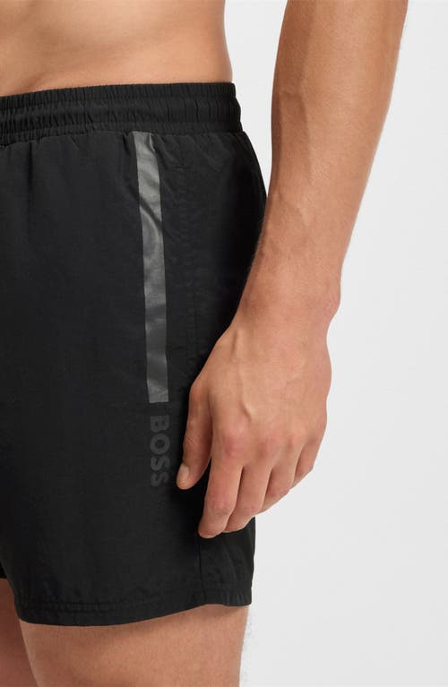 Hugo Boss Boss Ole Straight Leg Nylon Swim Trunks In Black
