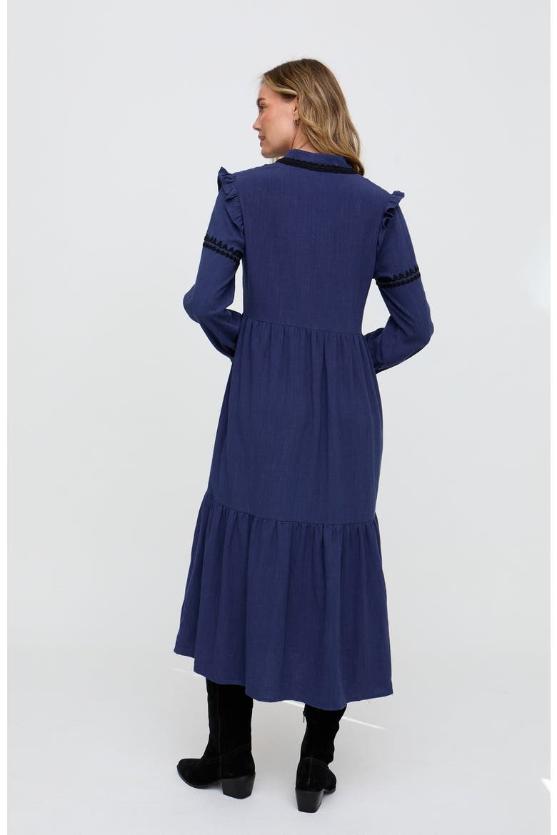 Lulu Embroidered Maxi Dress, Alternate, color, Navy