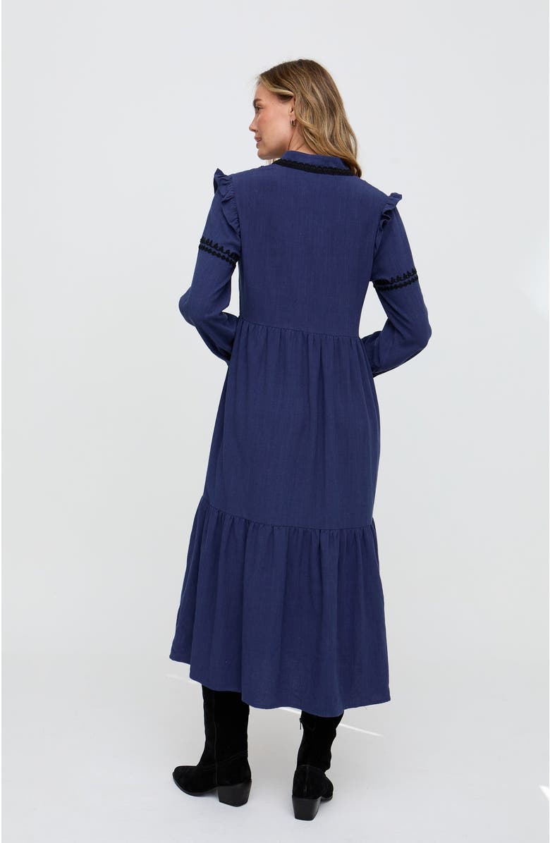 Raffya Lulu Embroidered Maxi Dress, Alternate, color, Navy