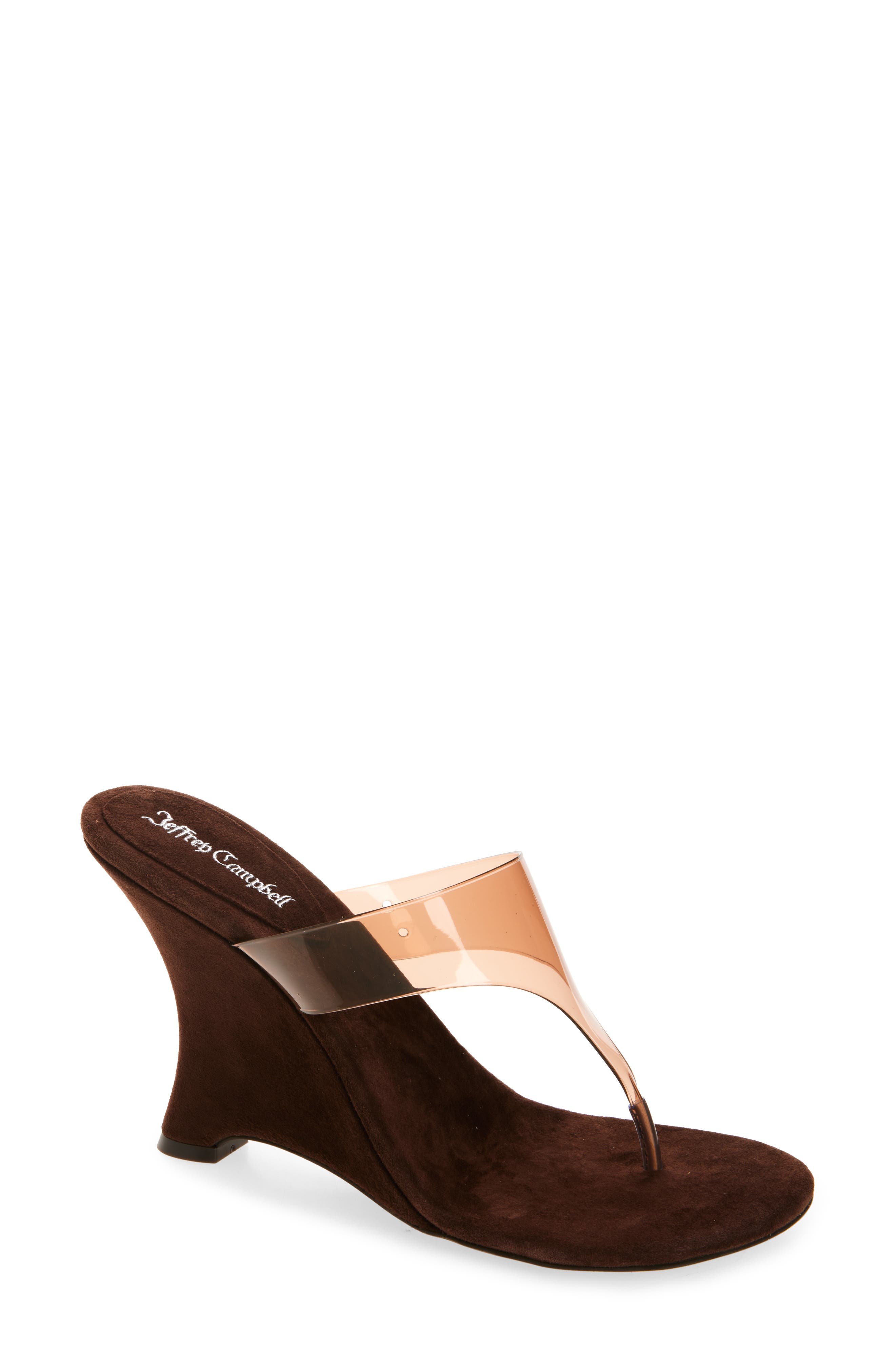 Jeffrey Campbell Persistent Wedge Slide Sandal, Main, color, Brown Suede Combo