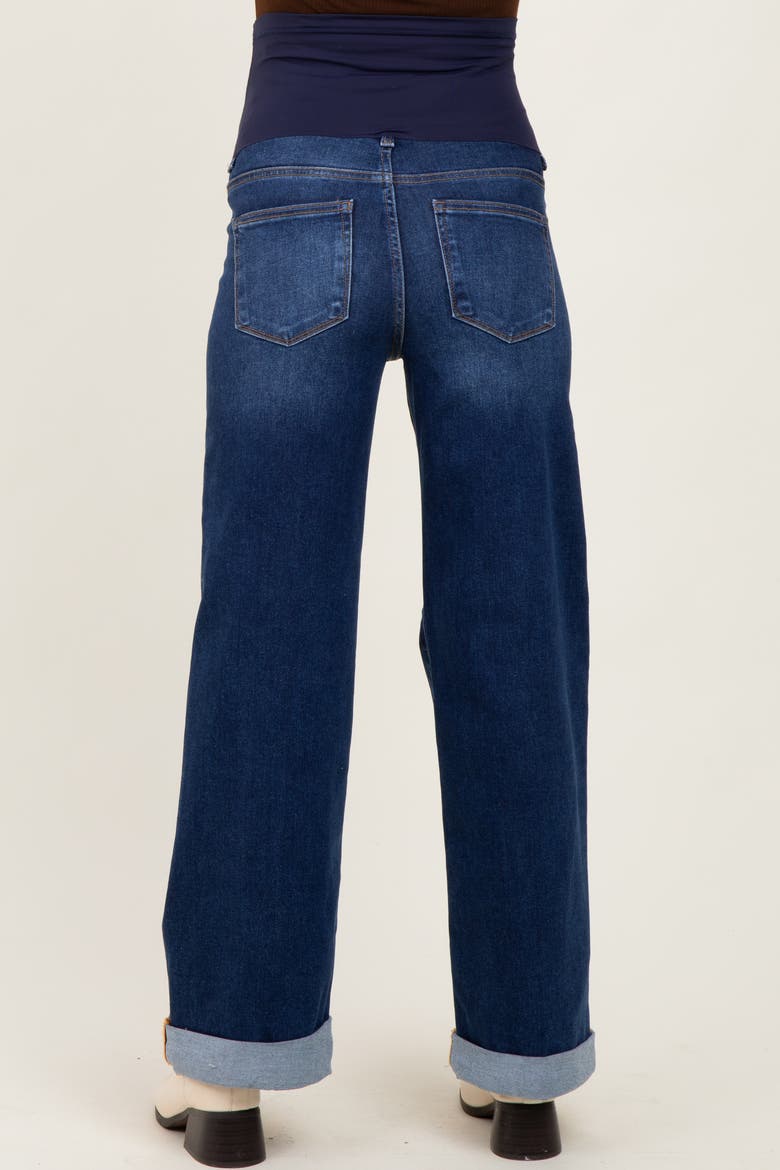 High Rise Wide Leg Cuffed Maternity Jeans, Alternate, color, Navy Blue