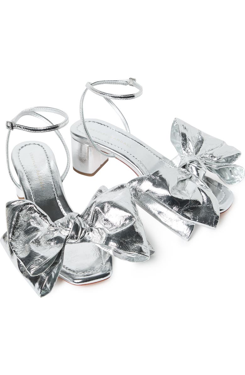 Loeffler Randall <p>Carmen Leather Bow Sandal (Women)</p>, Alternate, color, Silver