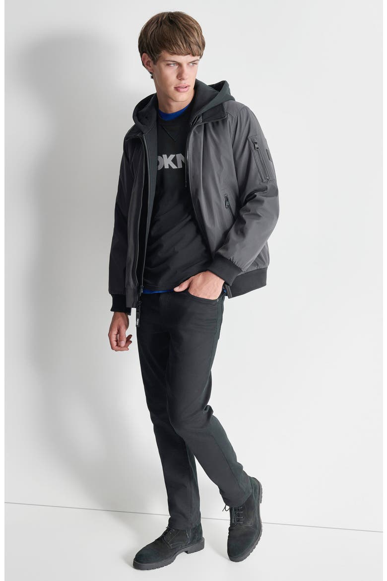 Water Resistant Bomber with Hooded Bib, Alternate, color, IRON