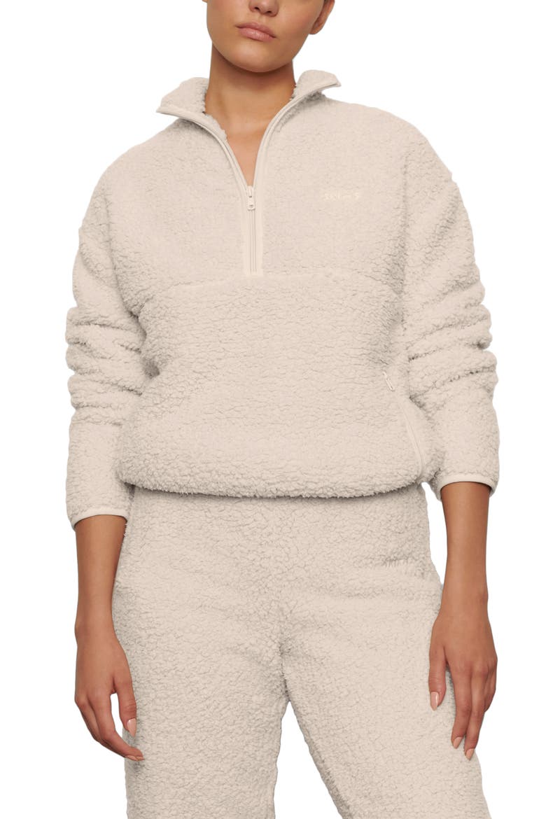 Teddy High Pile Fleece Pullover, Main, color, BONE