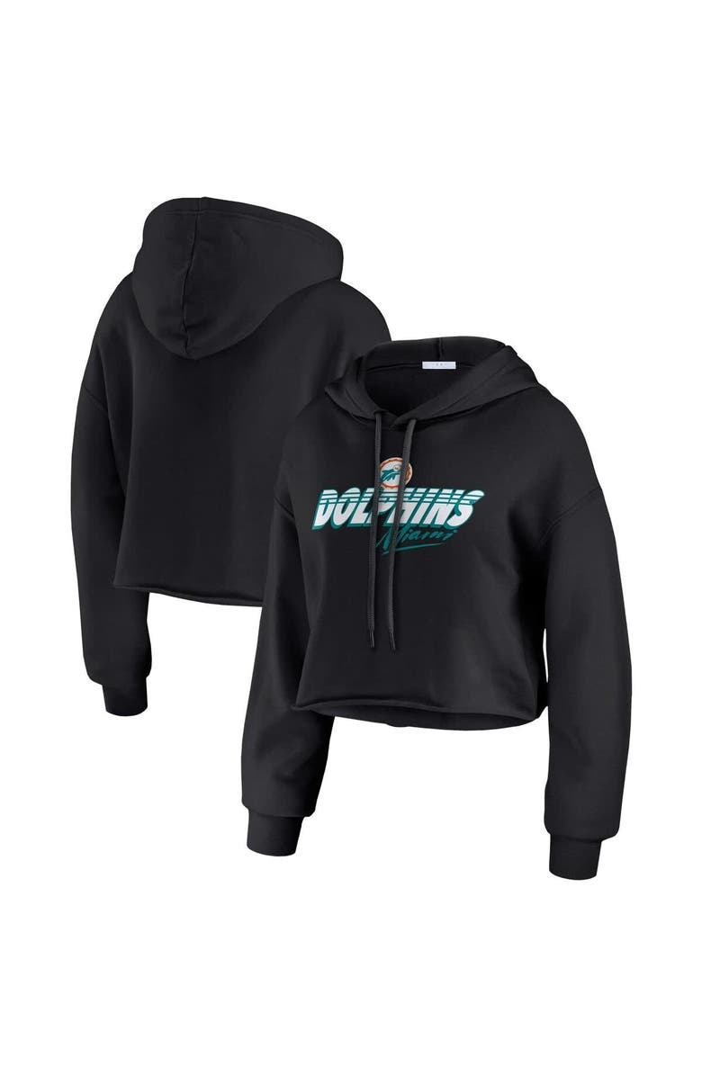 WEAR by Erin Andrews Women's WEAR by Erin Andrews Black Miami Dolphins Prime Cropped Pullover Hoodie, Main, color, Black