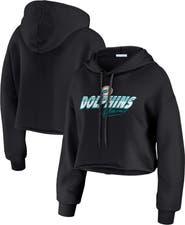 WEAR by Erin Andrews Women's WEAR by Erin Andrews Black Miami Dolphins Prime Cropped Pullover Hoodie
