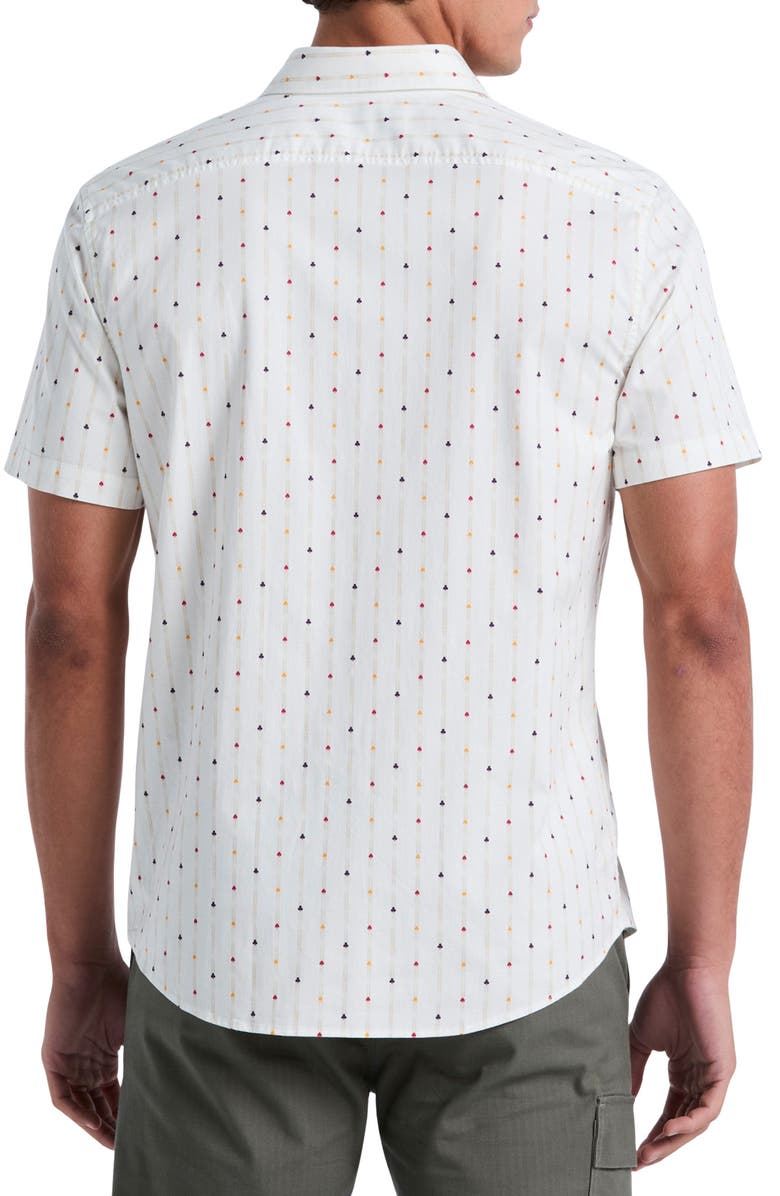Original Penguin Short Sleeve Cotton Blend Twill Button-Down Shirt, Alternate, color, Bright White