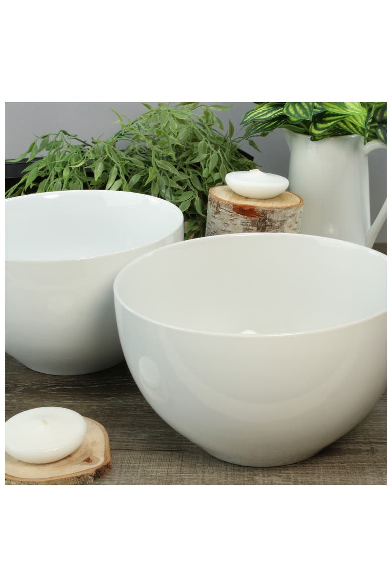Set of 2 Conical Serving Bowls, Alternate, color, WHITE