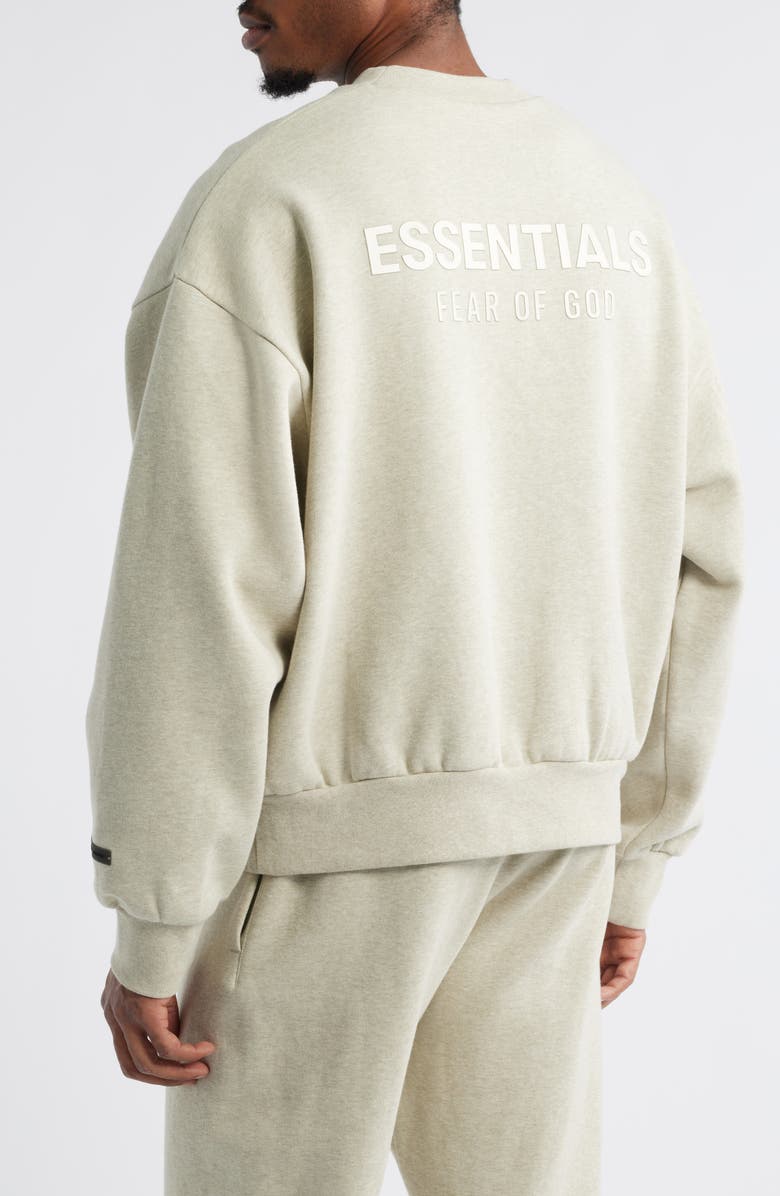 Fear of God Essentials Classic Fit Logo Graphic Sweatshirt, Main, color, Heather Stone
