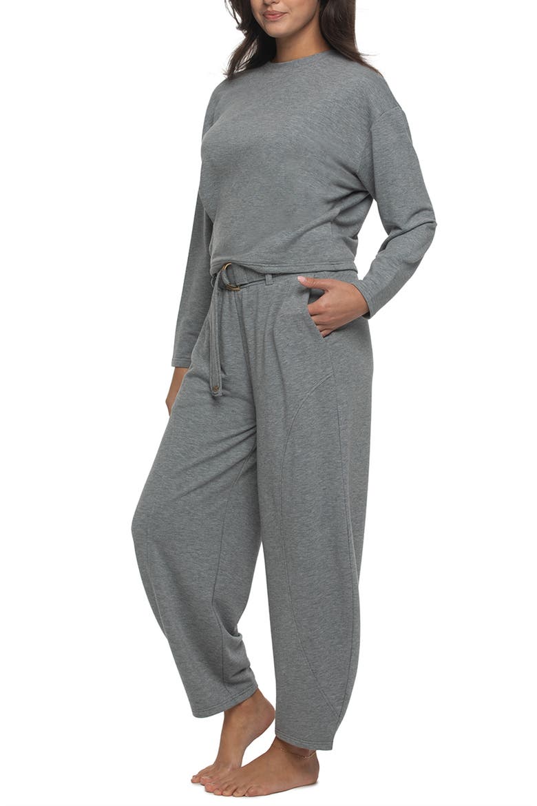 Emery Top and Barrel Pants Sleep Set, Alternate, color, HEATHER GREY