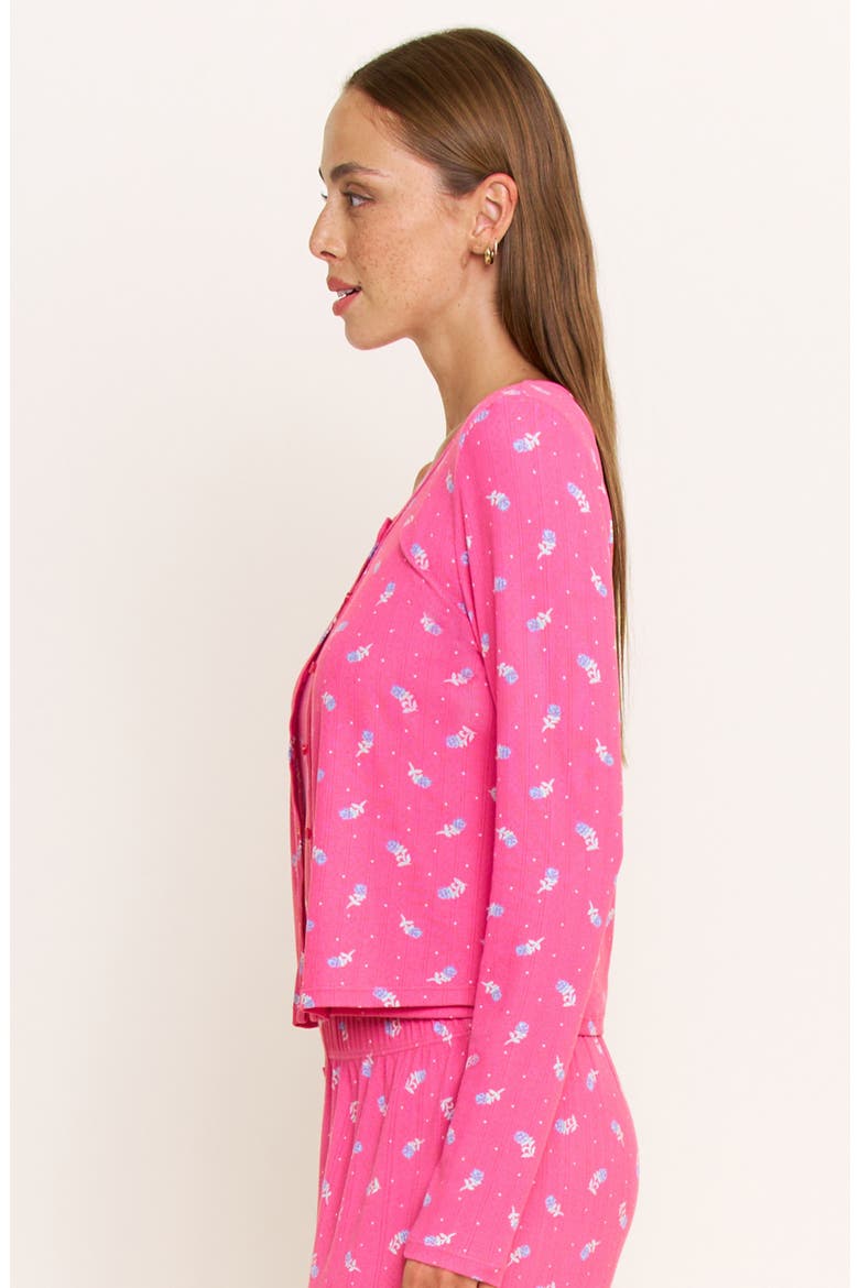 Blissful Pointelle Cardigan, Alternate, color, FUCHSIA WILD ROSE