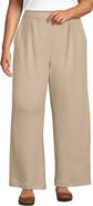 Lands' End Plus Size Knit High Rise Pleated Wide Leg Pants