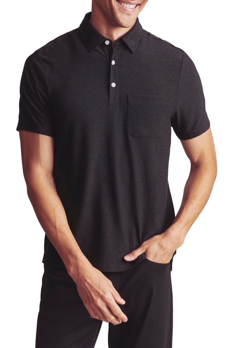WFH Knit Polo, Main, color, TRUE BLACK HEATHER