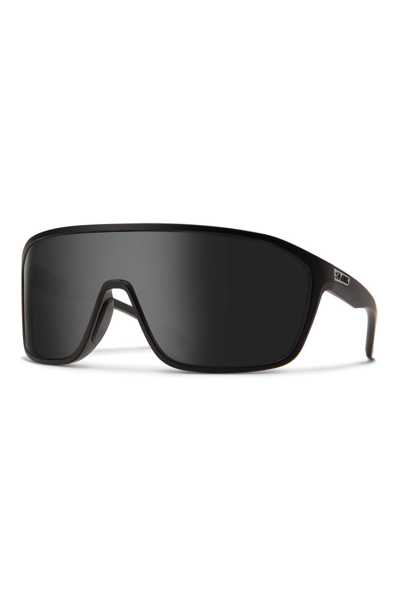 Boomtown 135mm ChromaPop™ Polarized Shield Sunglasses, Alternate, color, MATTE BLACK / BLACK