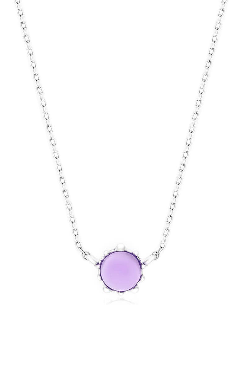 House of Frosted Amethyst Floral Necklace, Main, color, Silver